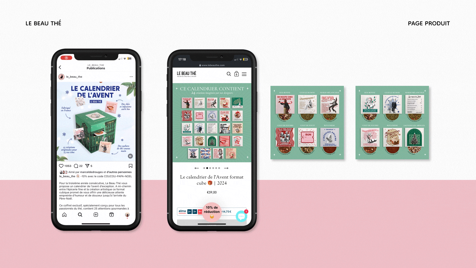 Animation graphique d'un packaging thé Le Beau Thé — motion design par Deux lignes Studio