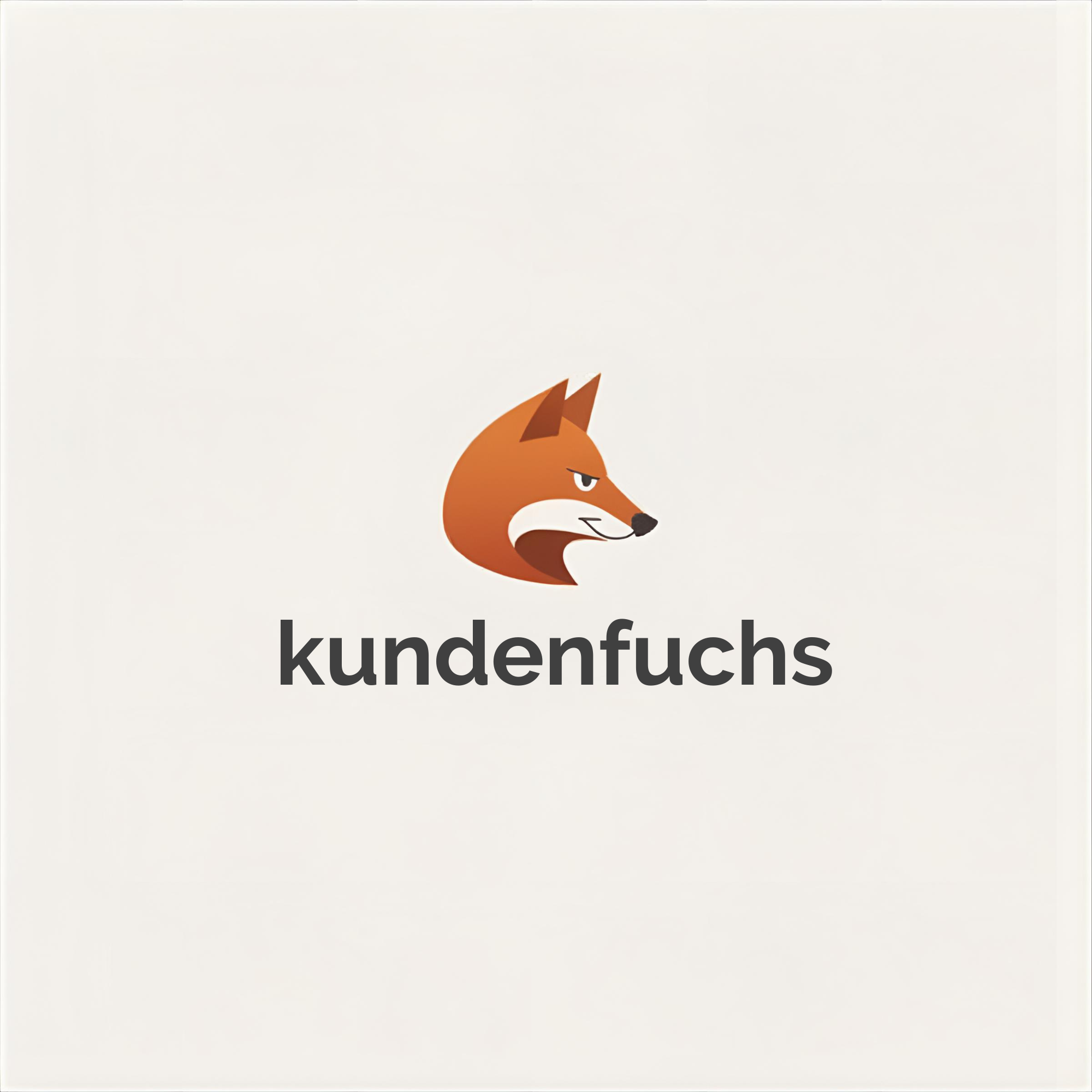 Grafisches Logo mit einem stilisierten Rotfuchs und der Aufschrift "kundenfuchs" in schwarzen Buchstaben.