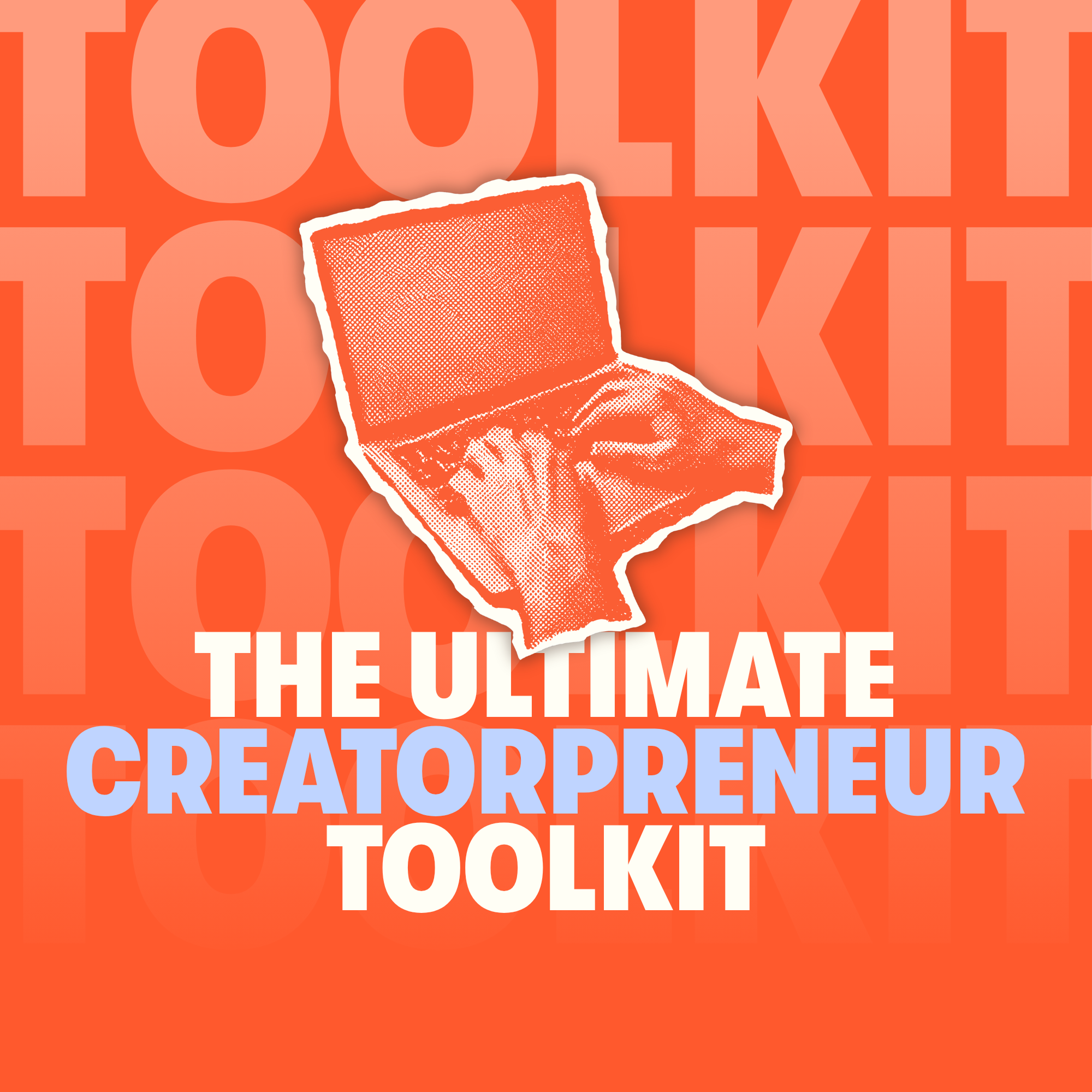 Collage of a computer for The Ultimate Creatorpreneur Toolkit freebie.