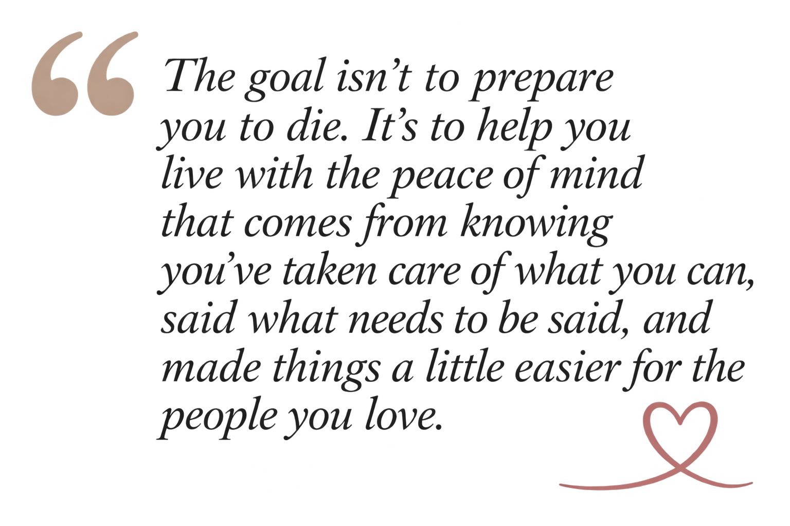 Inspirational quote on a dark background with a pink heart at the bottom.