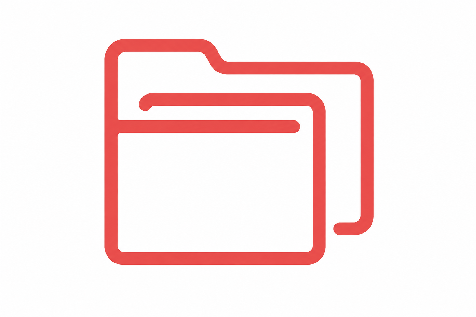 Red outline of a folder icon on a white background.