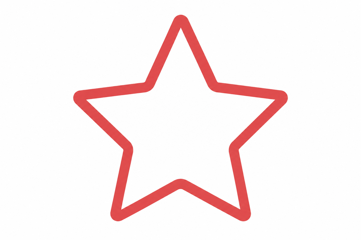 Red outline of a five-pointed star on a white background.