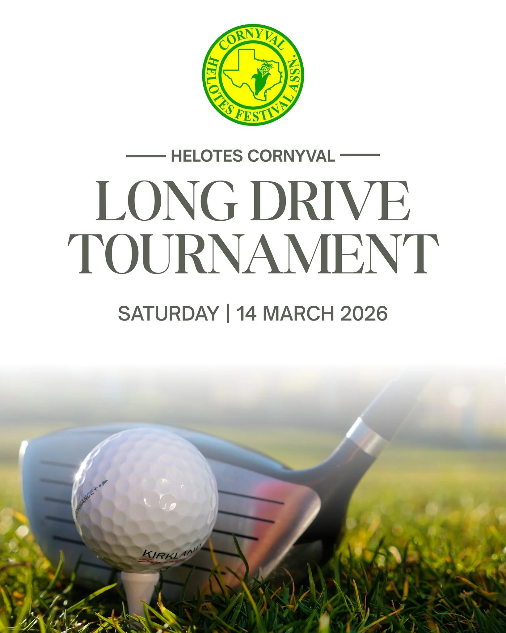 Looking to put your swing to the test &amp; support our local community? 

Come support the Helotes Cornyval through a Long Drive Tournament🏌️&zwj;♂️ 

50% of the entry costs go directly to the Helotes Festival Association.

📅 When: Saturday, March