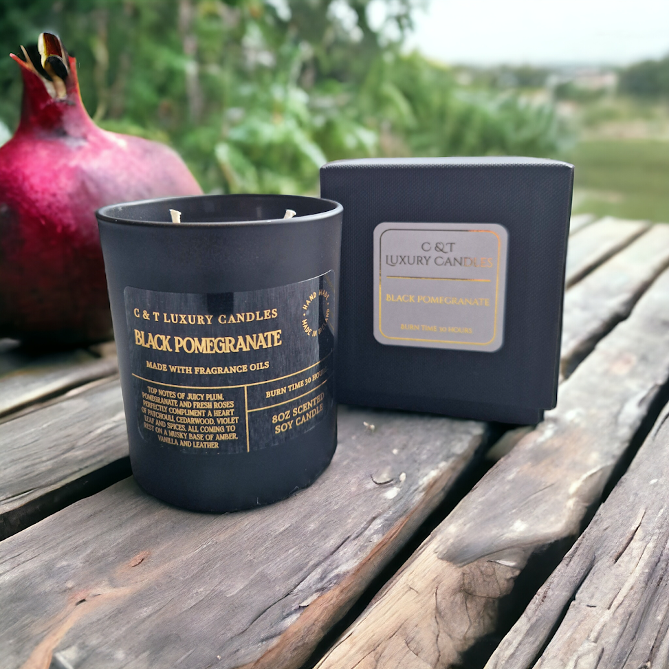 Black Pomegranate 30cl Black Glass Scented Candle