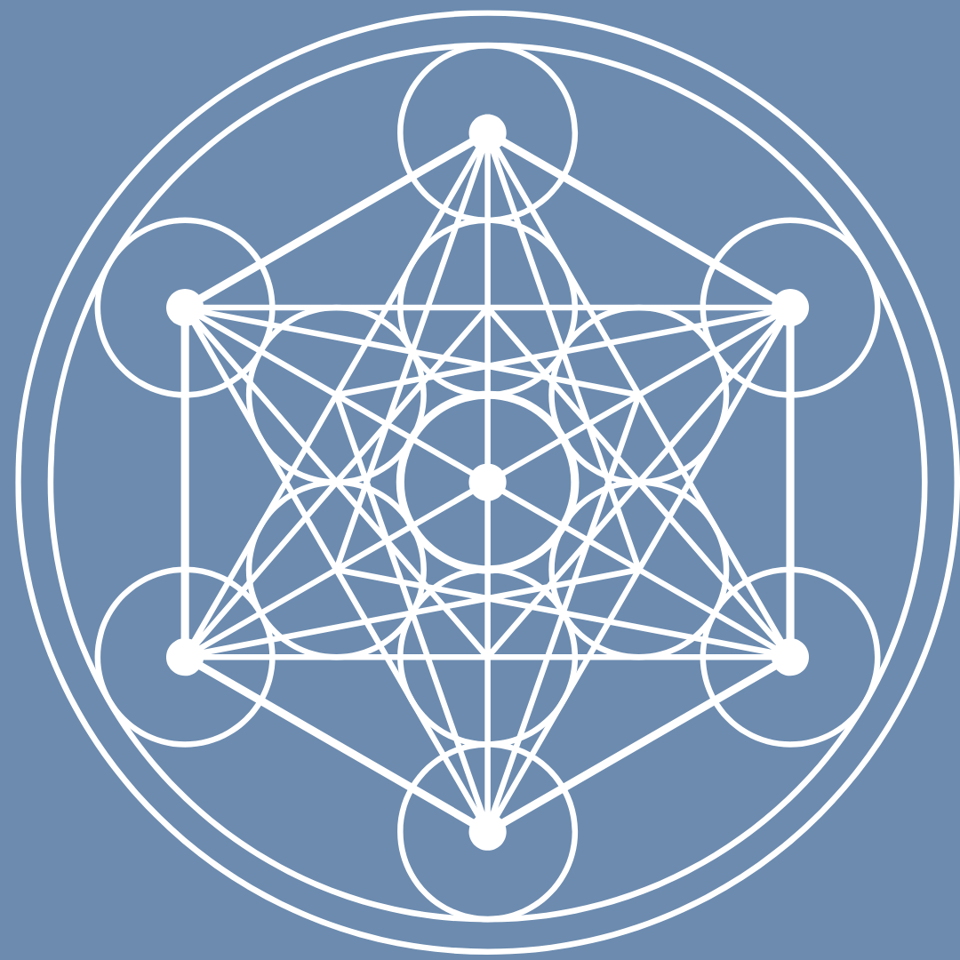 Geometric drawing of an outline square with sections divided by vertical, horizontal, and half circle lines.