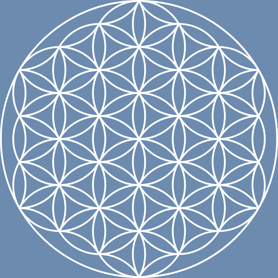 Geometric drawing of an outline square with sections divided by vertical, horizontal, and circle lines.