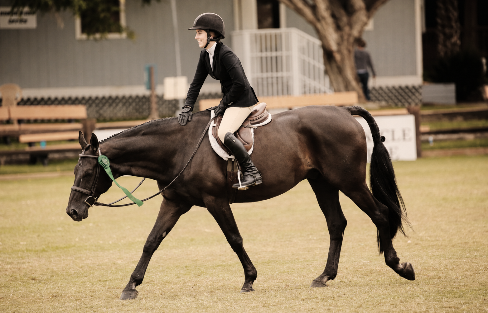 happy rider at horse show