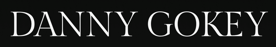 Black background with the text "DANNY GOKEY" in large white font.