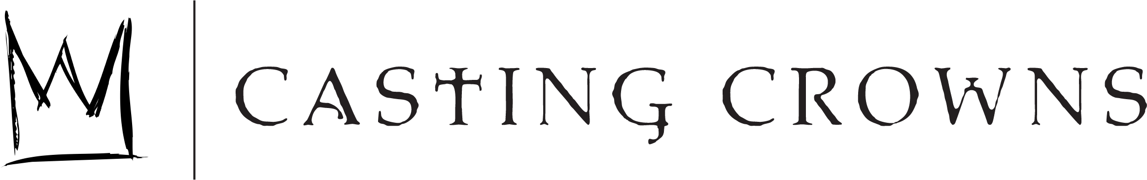 A black and white logo with a bird silhouette and the text 'The Casting Crowns'
