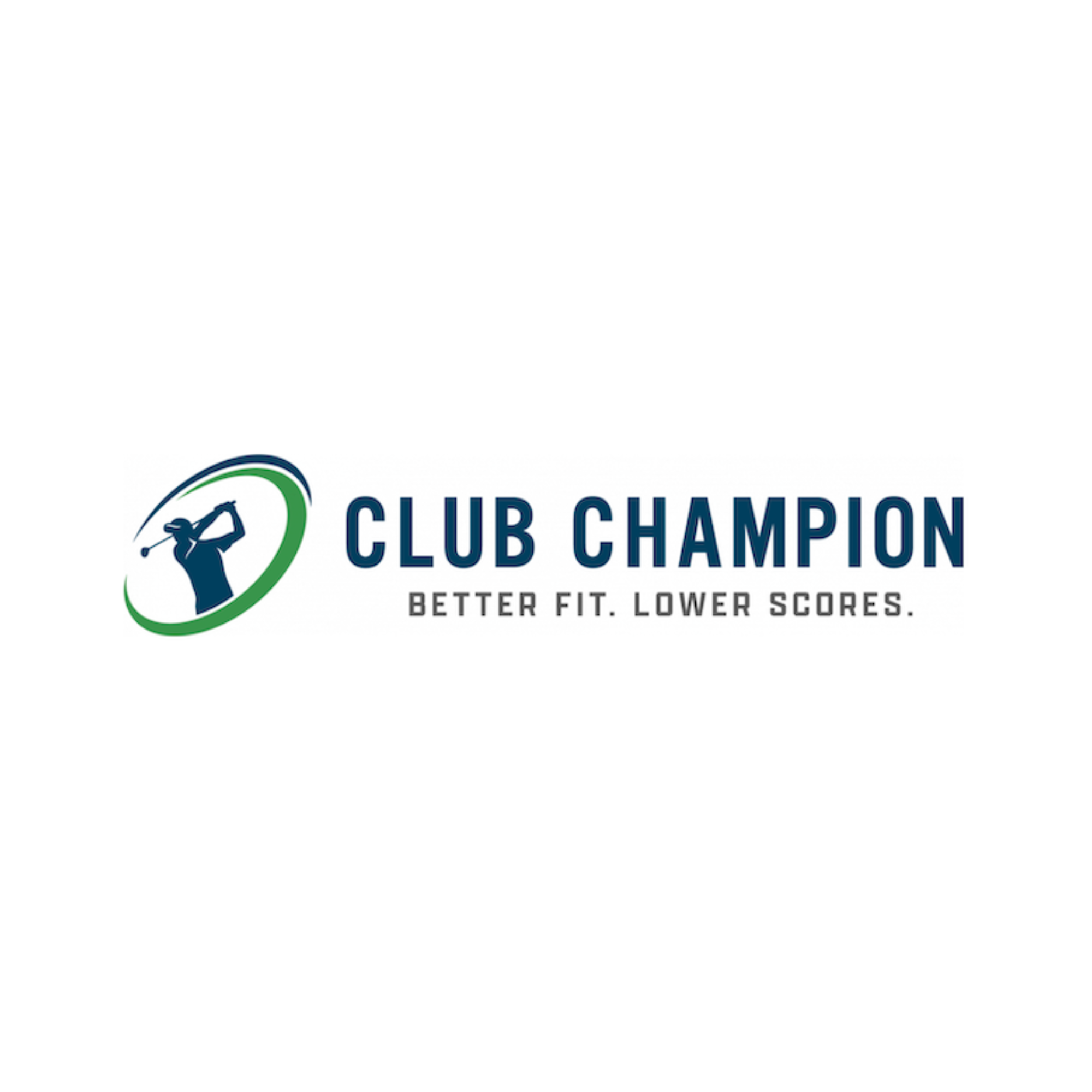 Logo for Club Champion with a golfer silhouette and the tagline 'Better Fit. Lower Scores.'