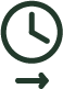 An icon of a clock with an arrow pointing to the right, representing time or a process.