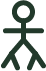 Simple green stick figure icon with a round head, straight arms, and legs, on a white background.