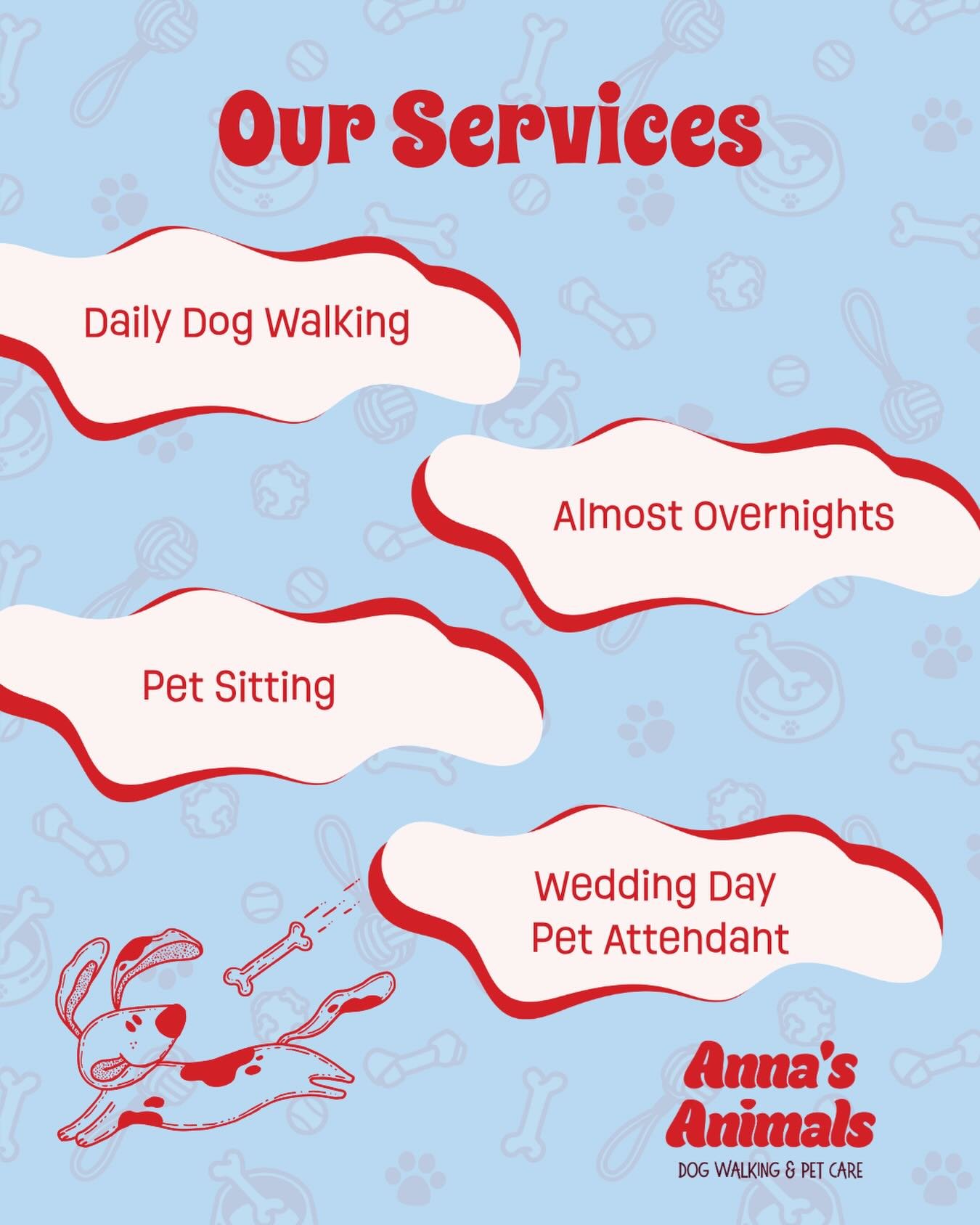 a lil of this&hellip; a lil of that&hellip; a whole lot of love no matter what service you choose! 

Busy day at the office? Book a dog walk! 🐕&zwj;🦺
Traveling and boarding your pet makes your chest tighten? Book multiple pet sitting visits to keep