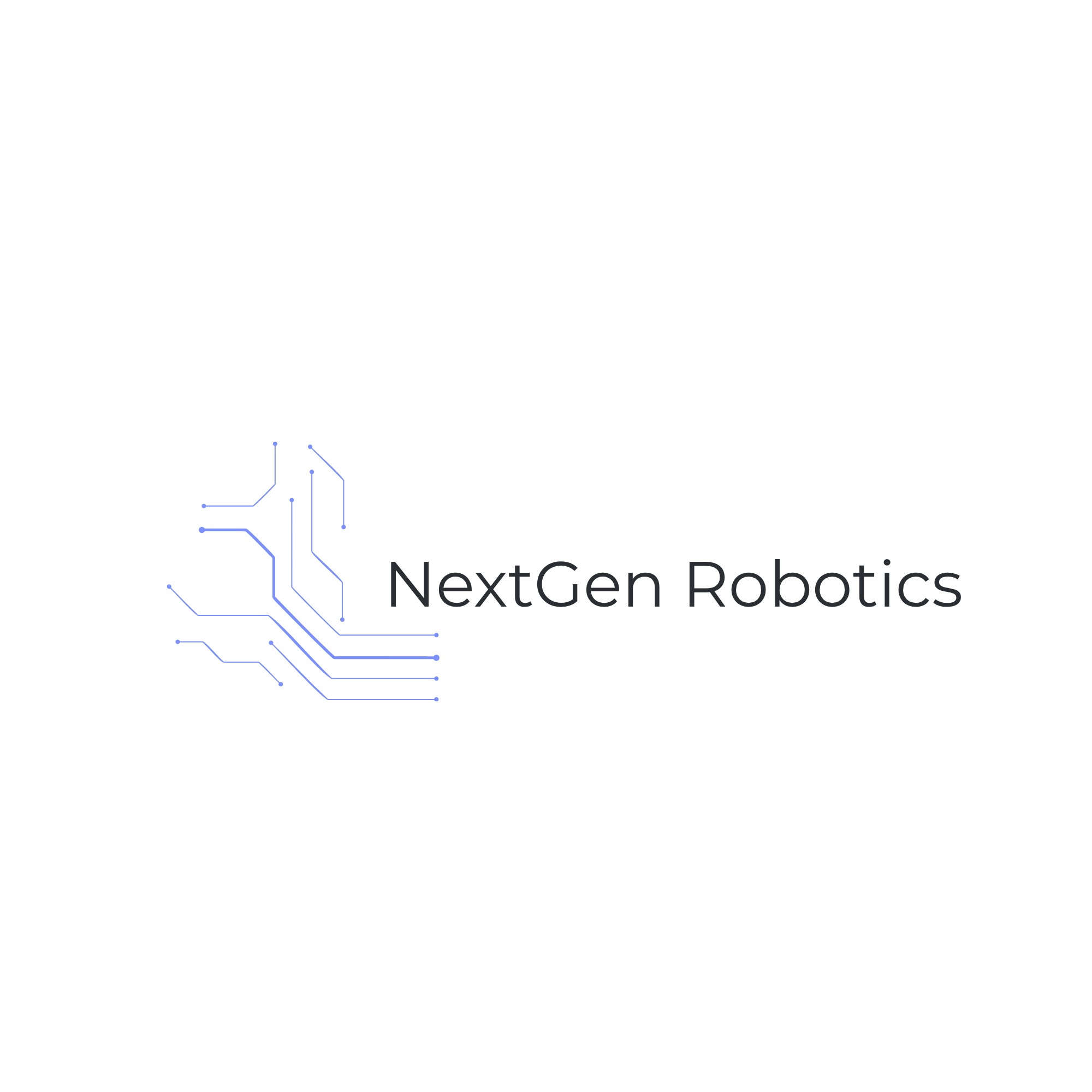 NextGen Robotics logo featuring sleek circuit-line graphics and modern typography, symbolizing innovation, automation, and advanced robotics technology.