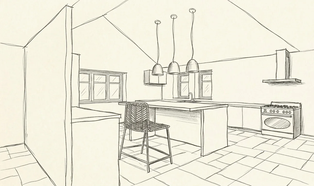 Perspective d'aménagement du projet de rénovation de cuisine