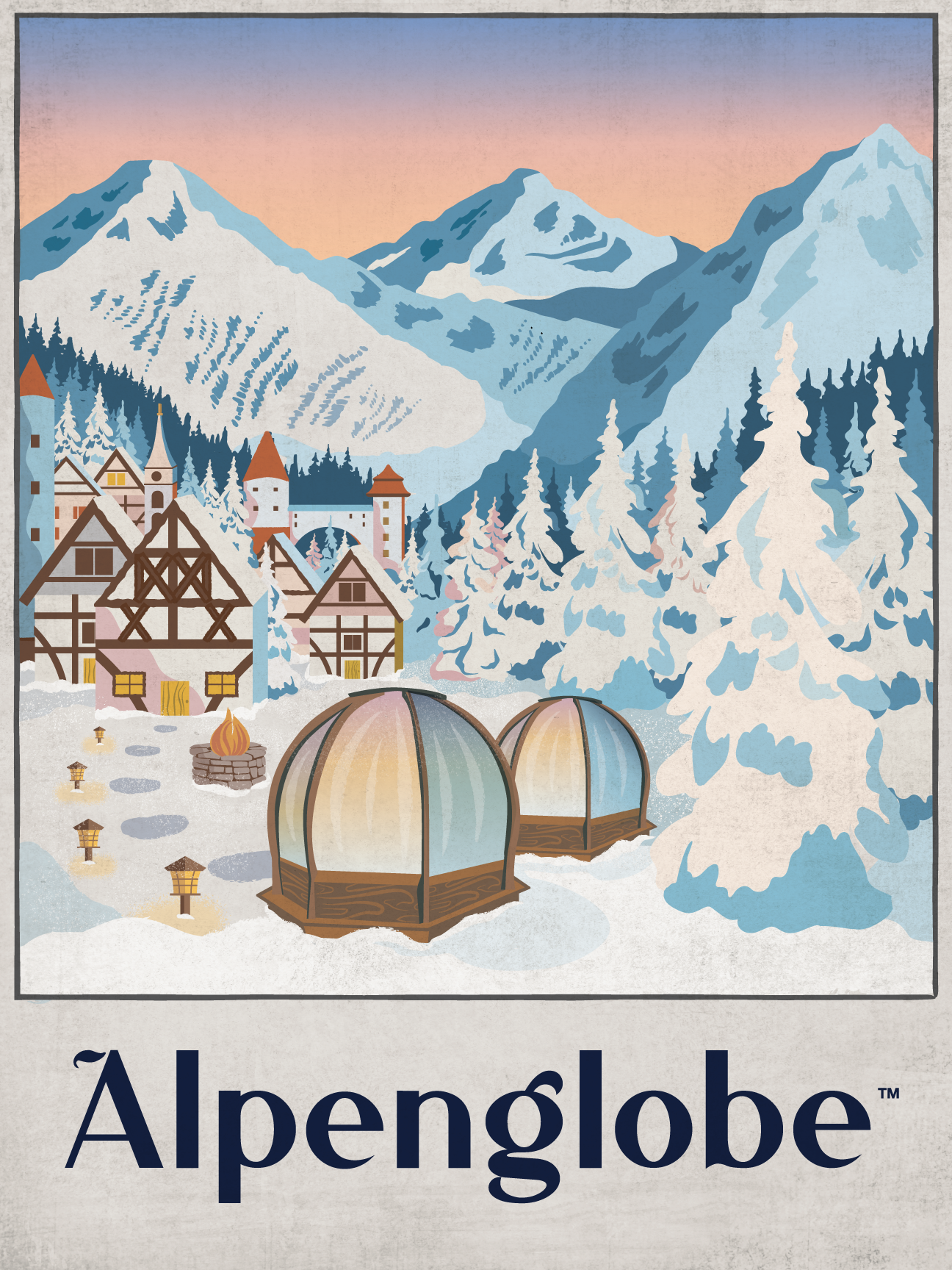 Alpenglobe Mountain Harmony: Winter 18”x24” poster