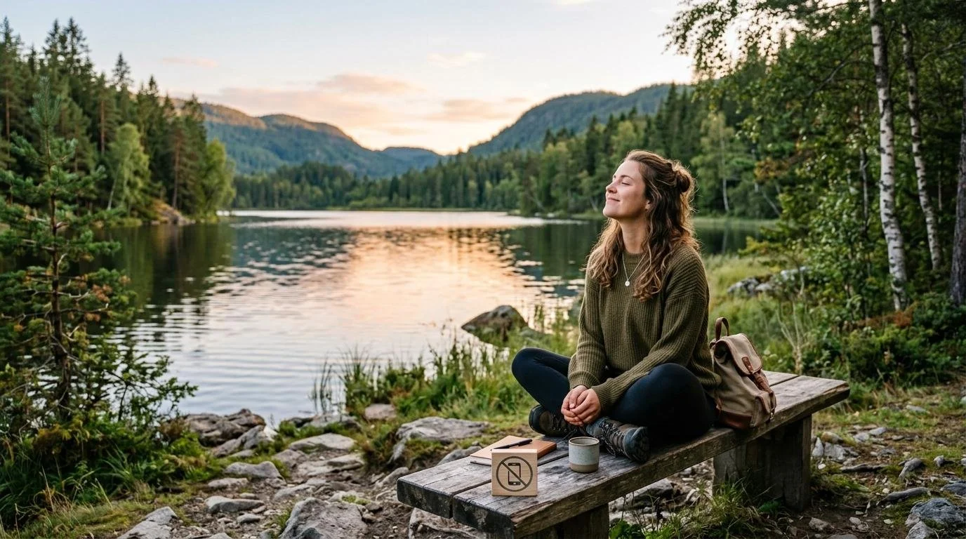 Person enjoying peaceful solitude in nature