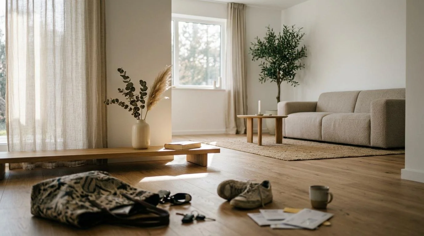 Organized and peaceful living room