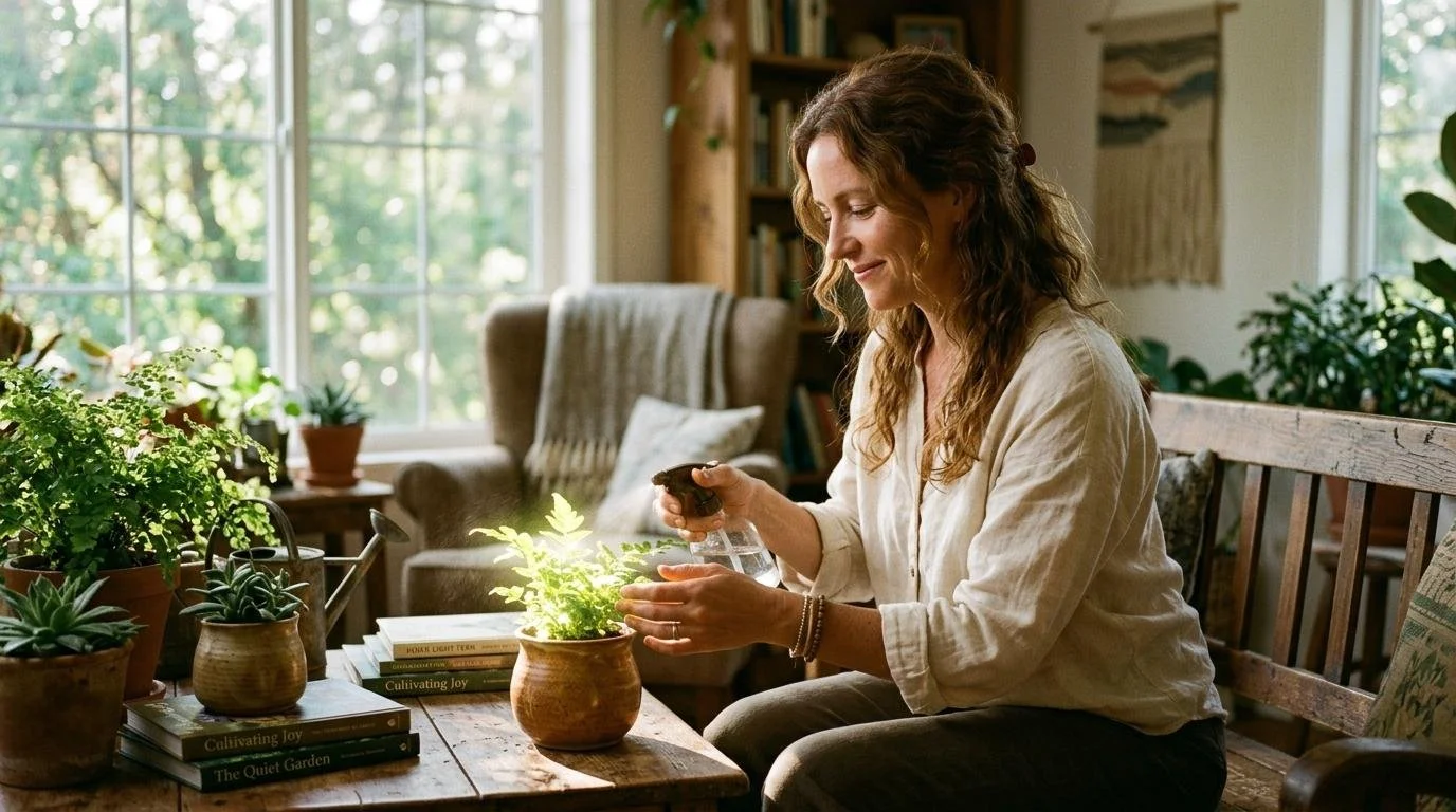 Calm woman enjoying a peaceful moment outdoors