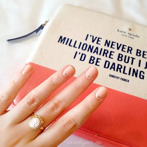 barely there sand nude gold dot nail