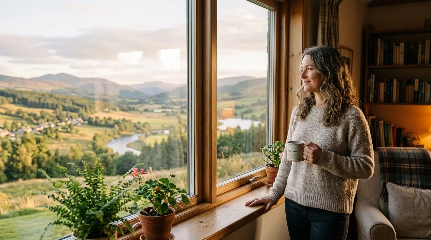 Woman embracing calm and inner peace
