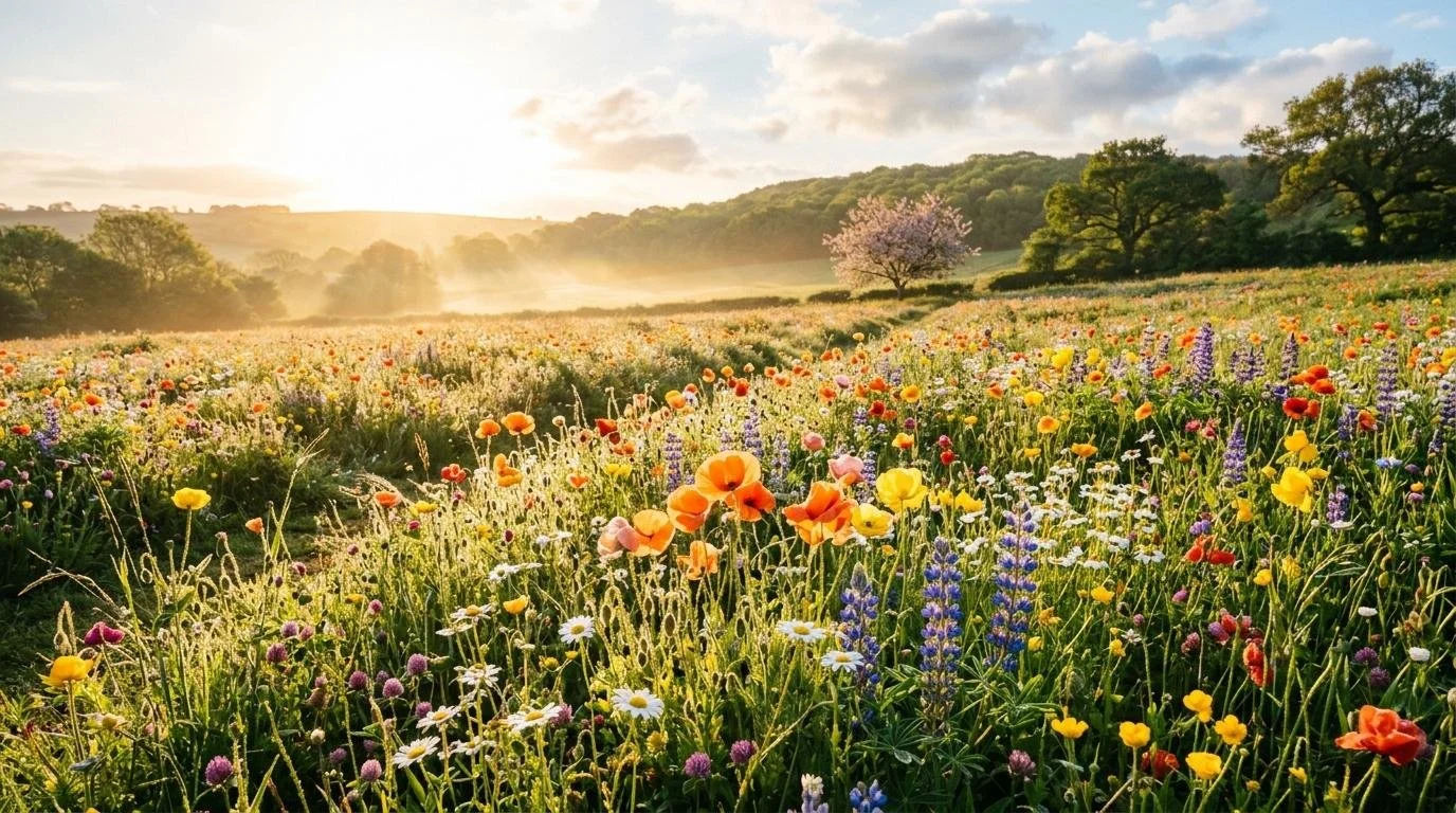 Spring flowers blooming in May
