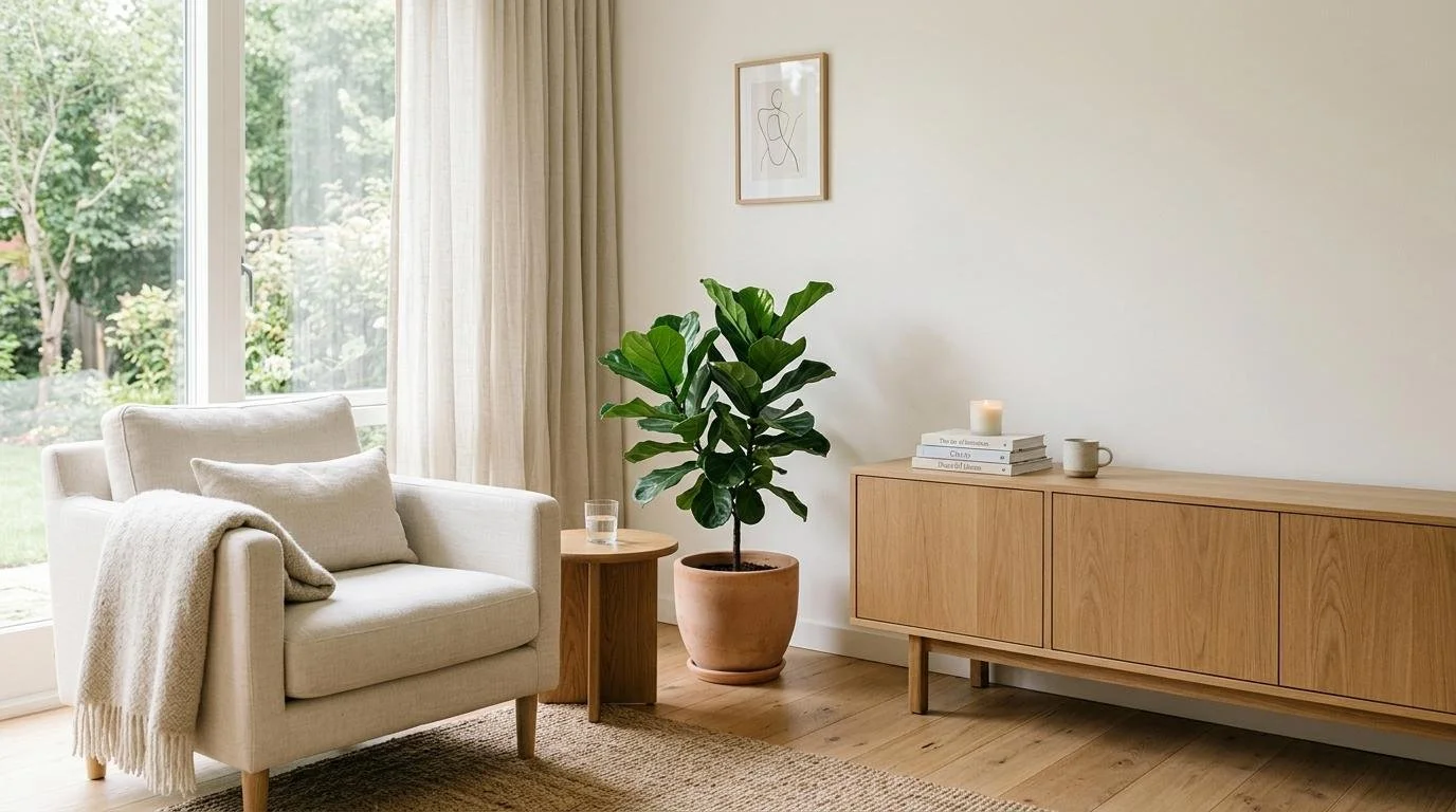 Calm lifestyle with organized workspace and peaceful environment