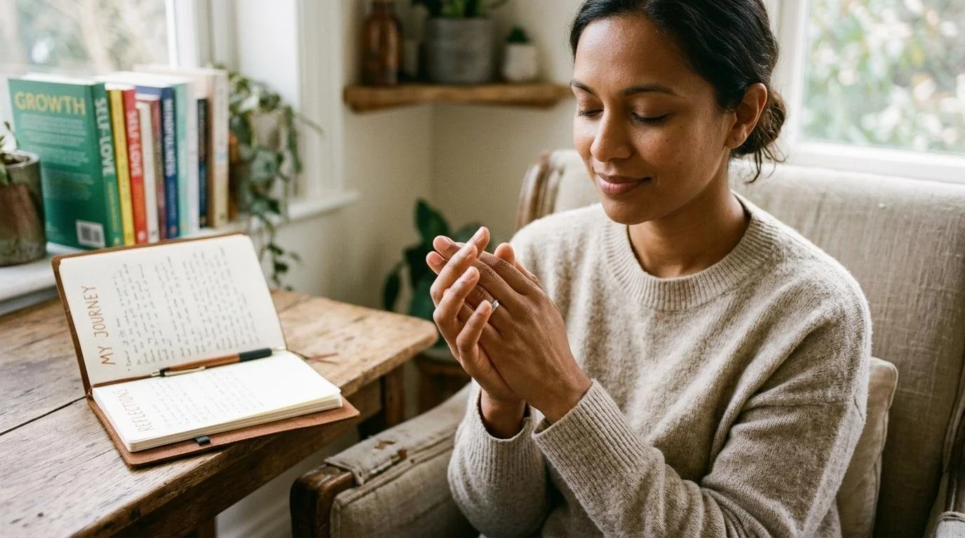 Person journaling in a peaceful setting