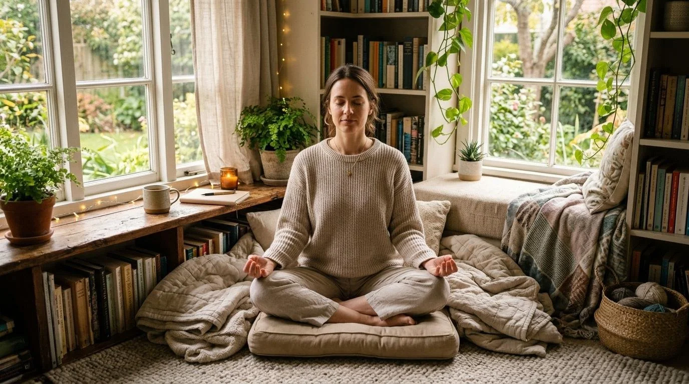 Woman enjoying quiet time for energy restoration