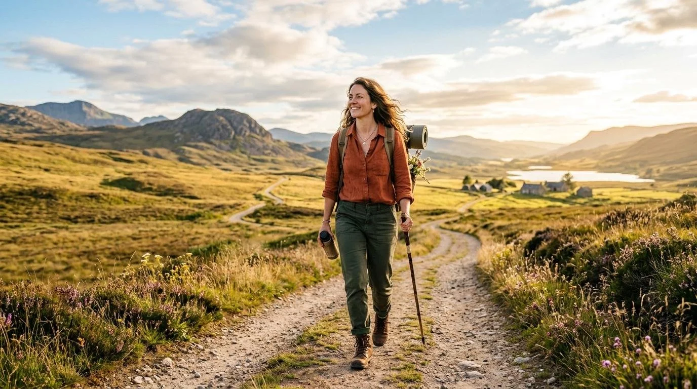 Woman enjoying a balanced minimal lifestyle