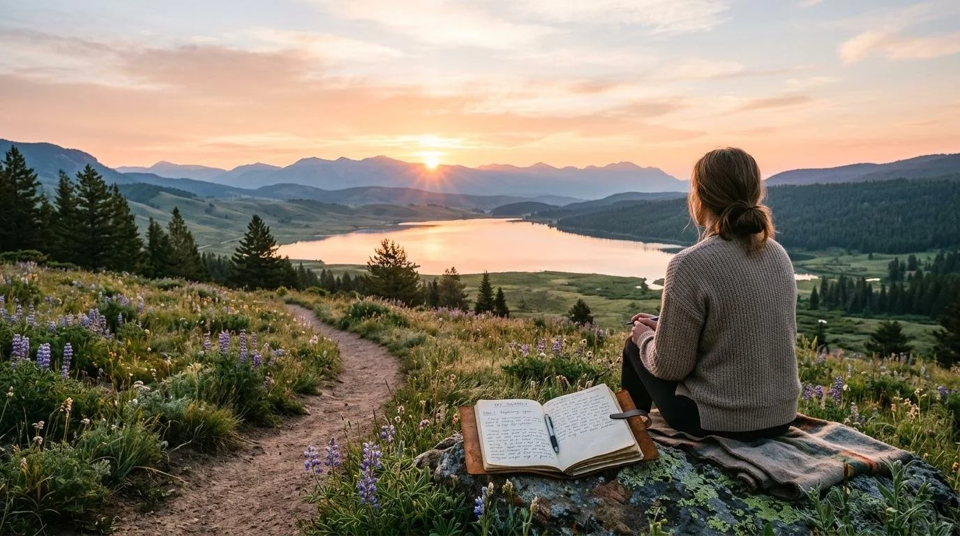 Person journaling in a peaceful setting