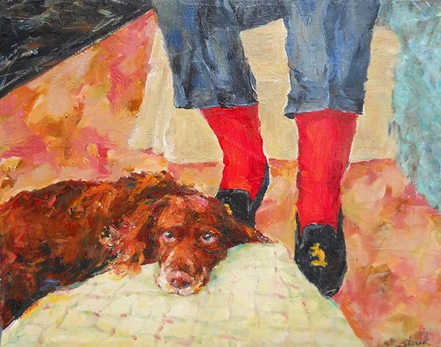 Emma, a Boykin Spaniel. Fine art: oil.