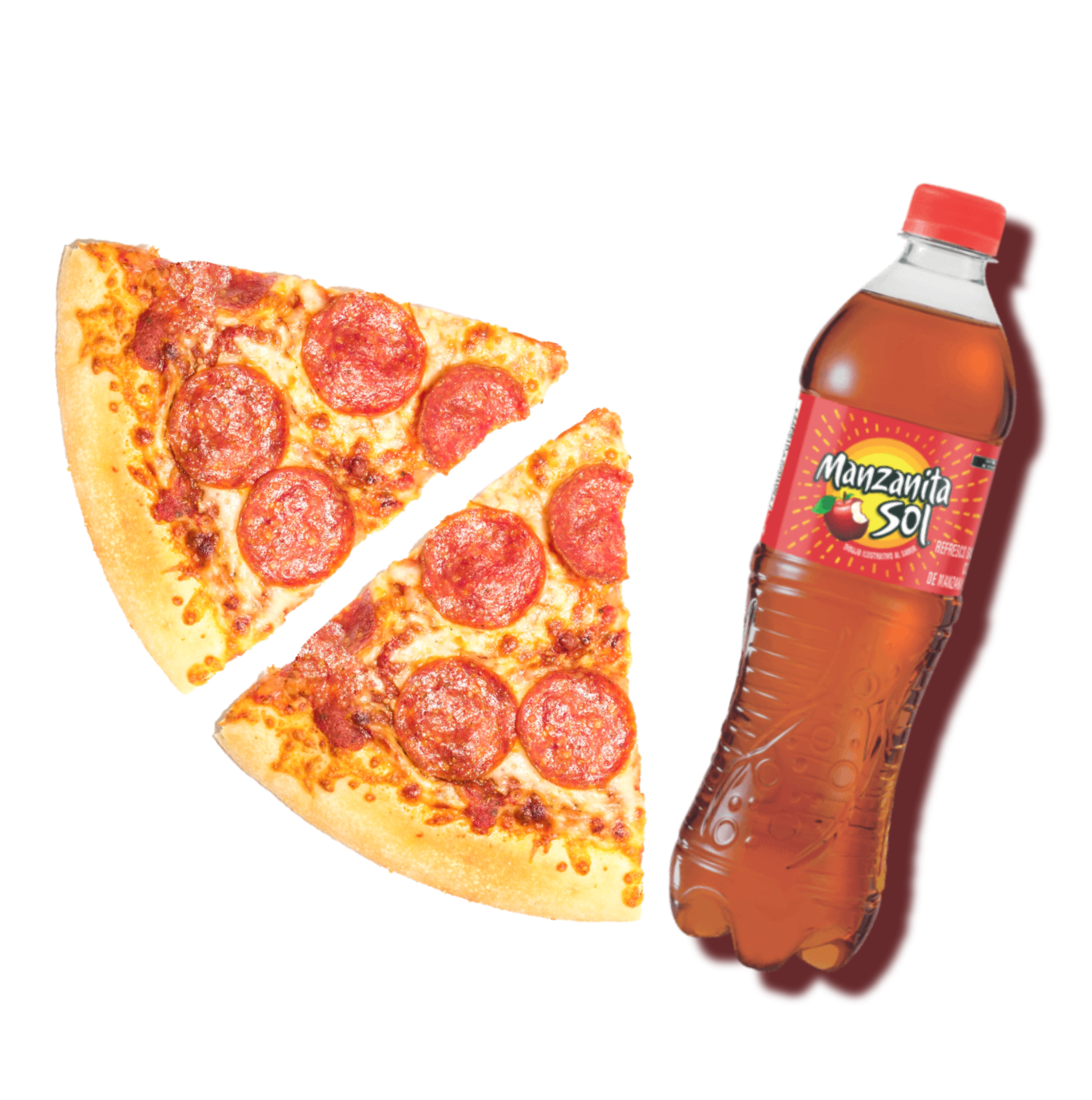 Rebanadas de pizza y refresco