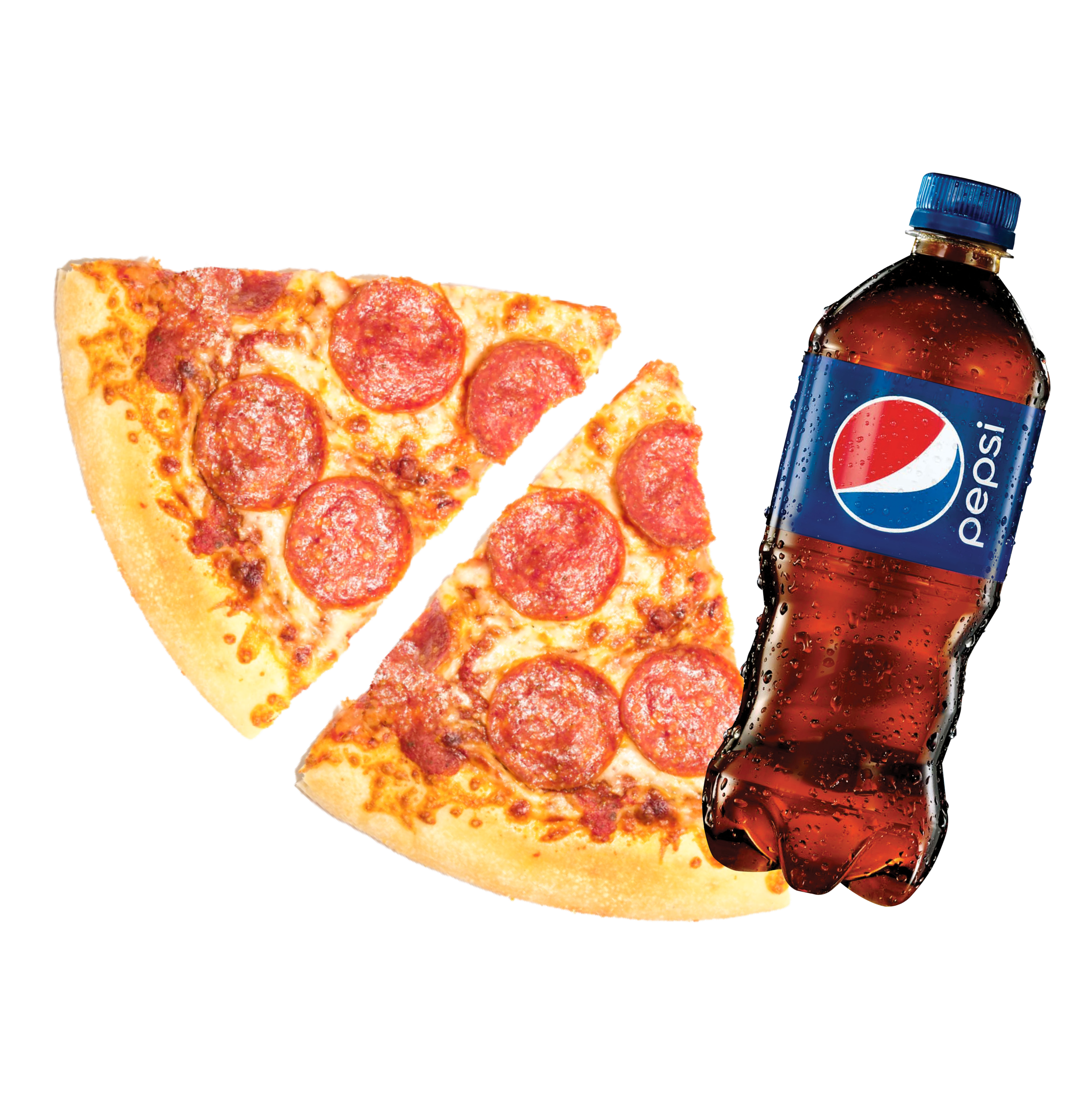 Rebanadas de pizza y refresco