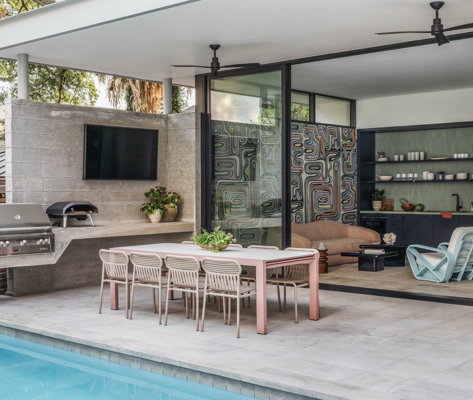 Modern Pool House for a Historic Home