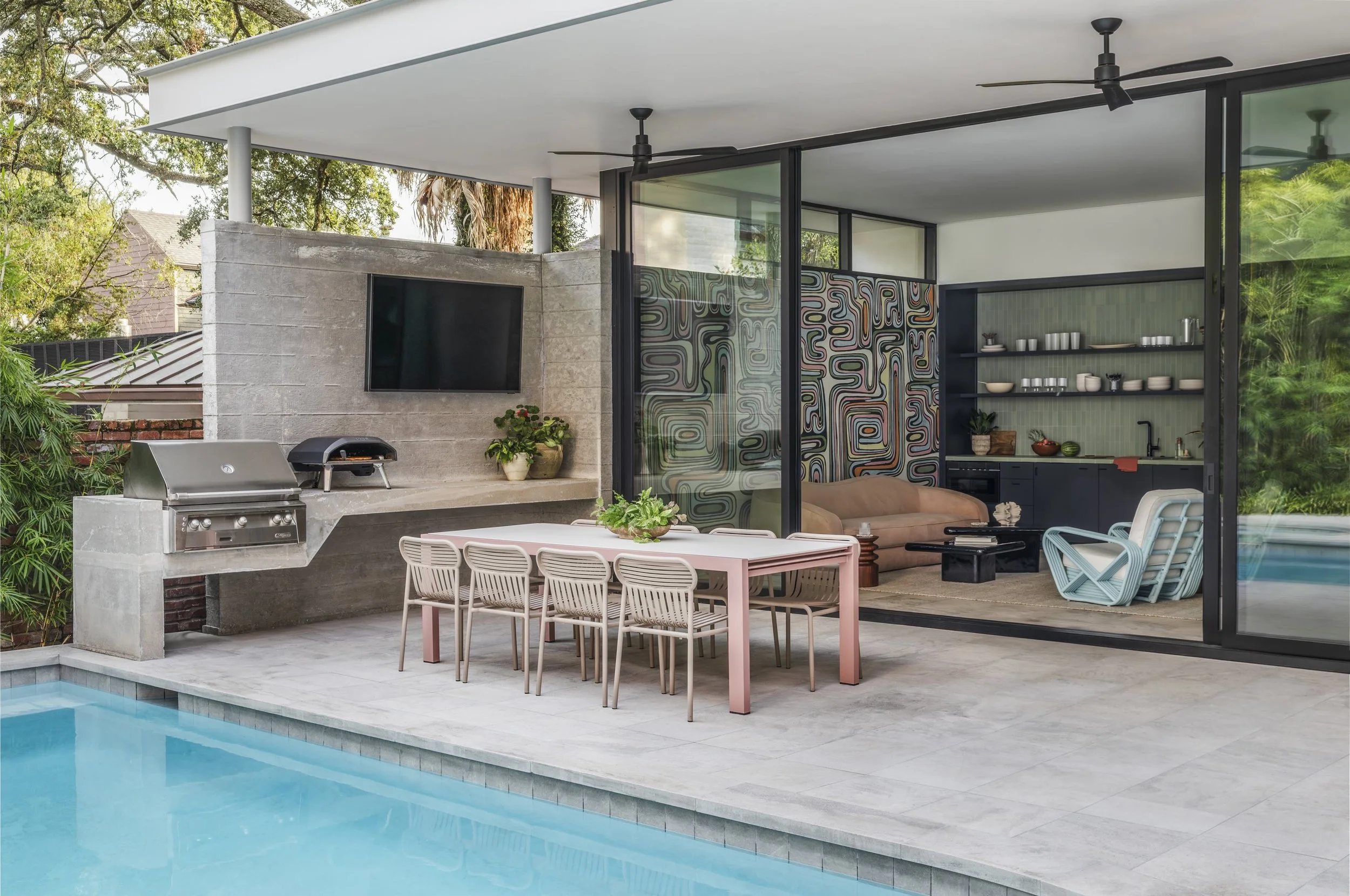 Modern Pool House for a Historic Home