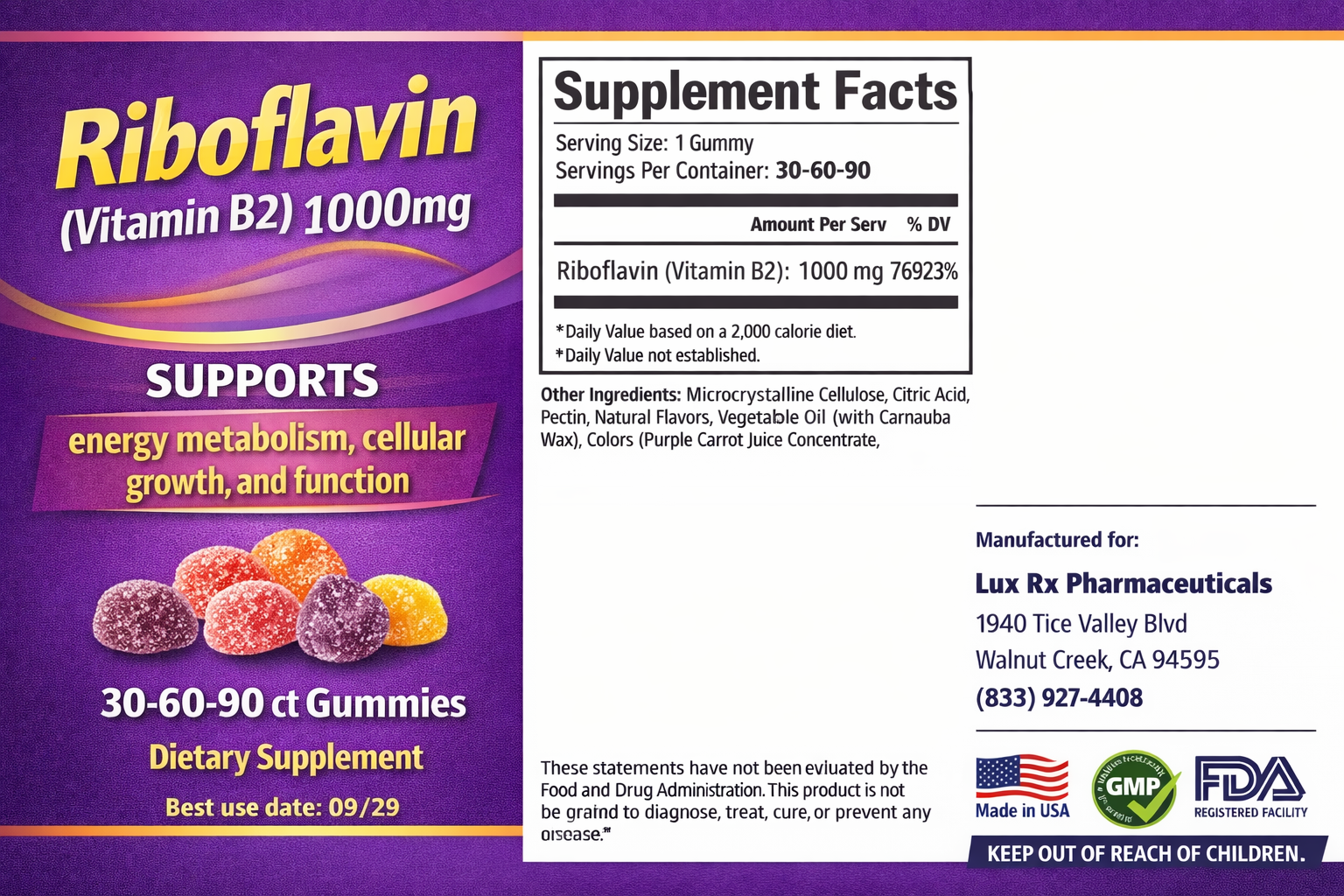 Riboflavin (Vitamin B2) Gummies