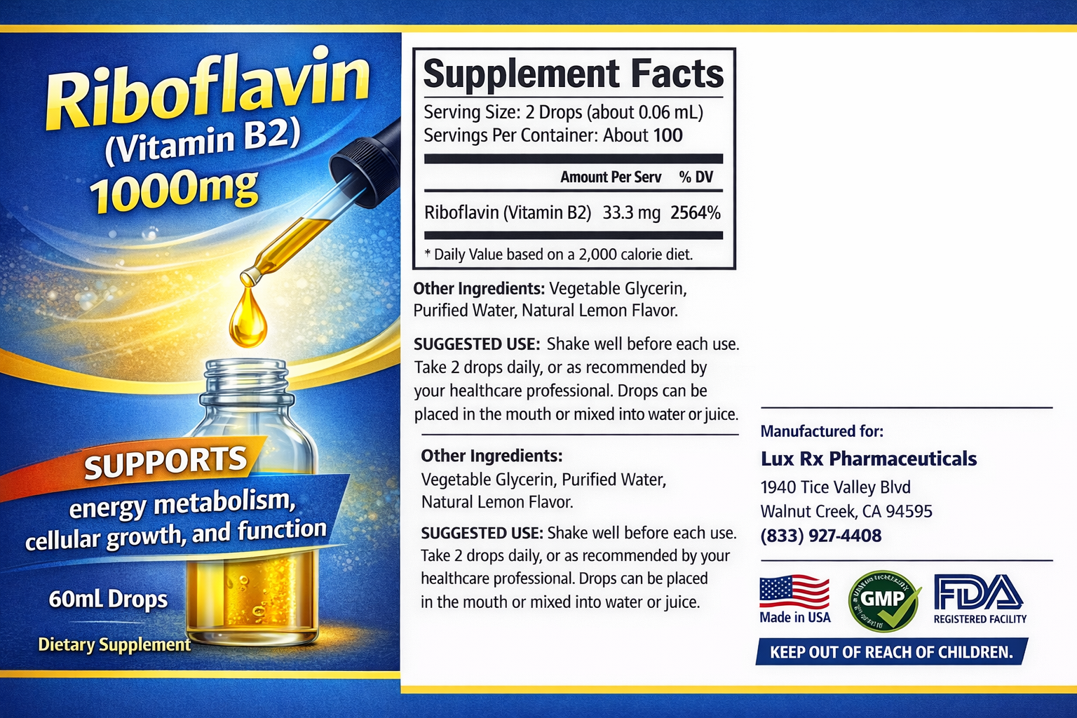 Riboflavin (Vitamin B2) Liquid Drops