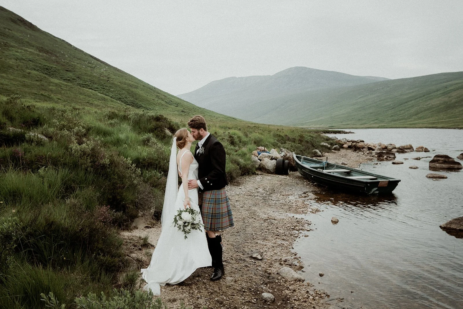 romantic ceremony by a secluded loch in the highlands