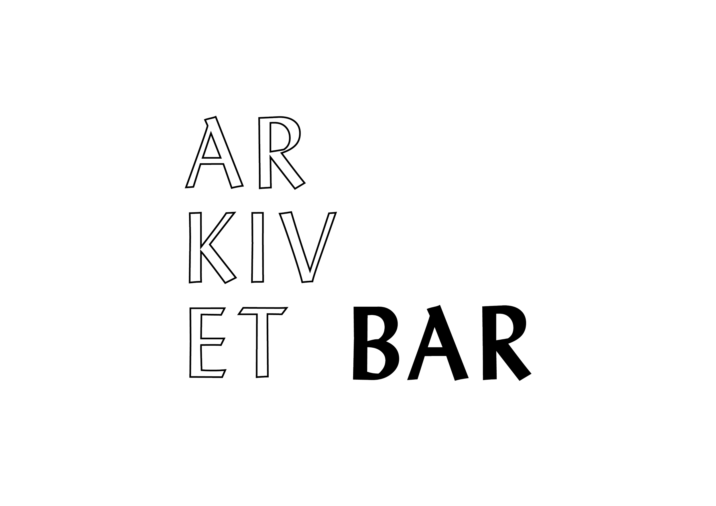 Stylized text reading "AR KIV ET BAR" arranged in an artistic layout on a black background.