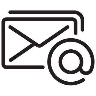 Icon of an envelope with an at symbol, representing email or email communication.