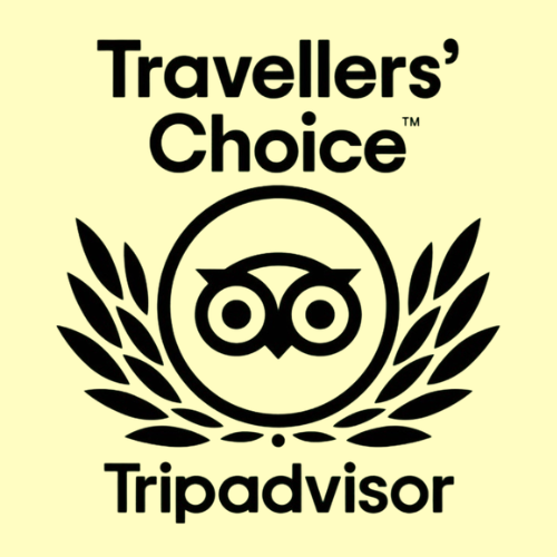 A logo representing that the group has won the Traveller's Choice Award on Tripadvisor