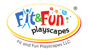 Logo for Fit & Fun Playscapes LLC with colorful text and design elements