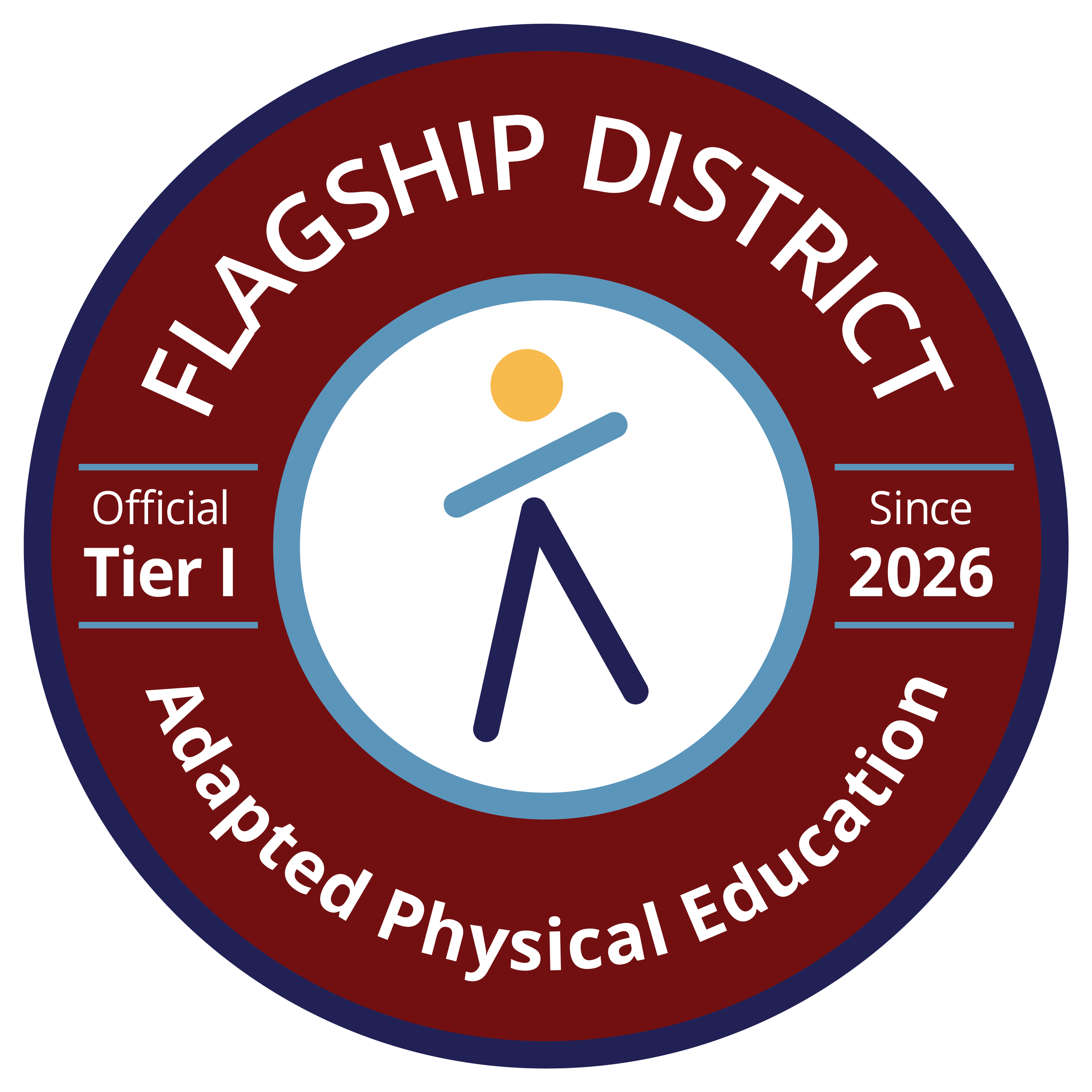 Mark with the words "Official Tier 1" and "Since 2026" and the phrase "Flagship District - Adapted Physical Education" around the outer edge.