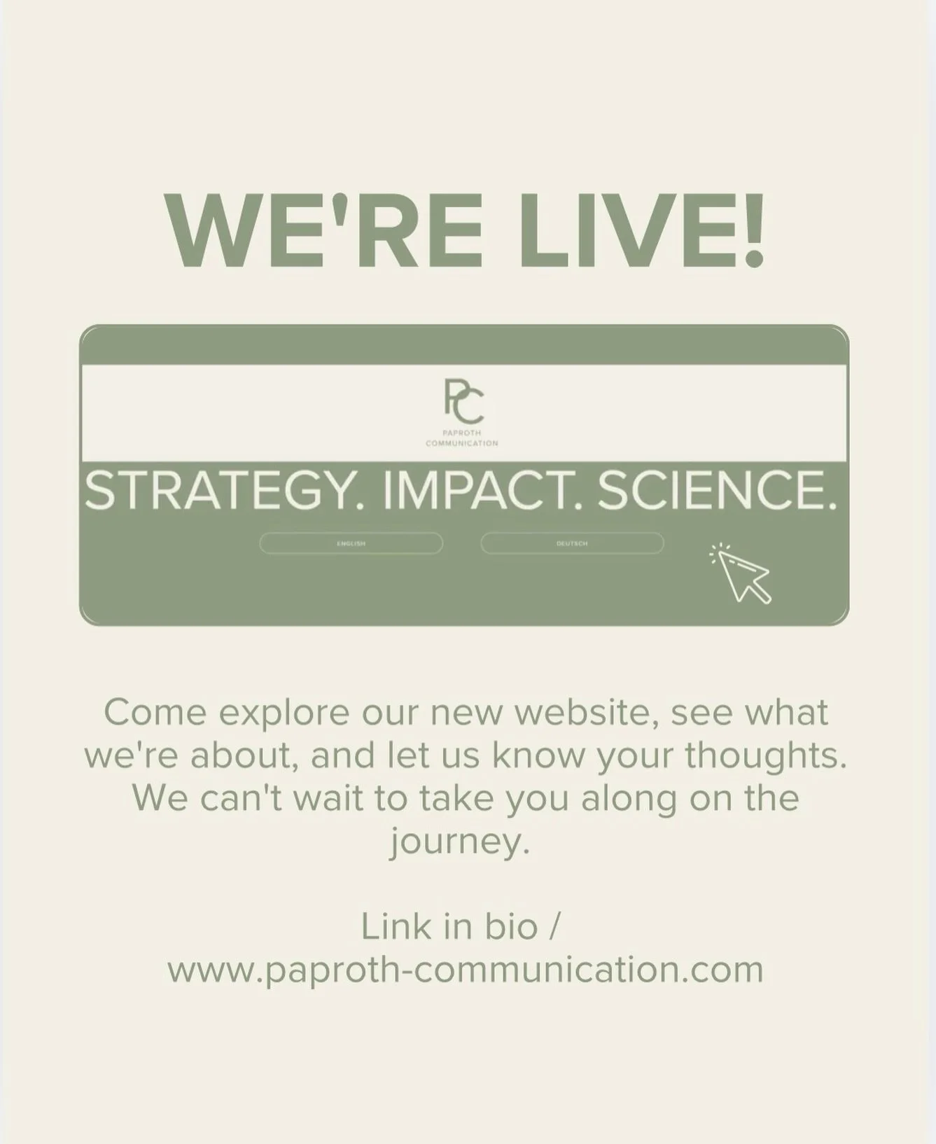 It's official, we're live! 🎉

Our new website is up and ready to explore. 

Come and see what we are about, and come along for the journey.

Link in bio / www.paproth-communication.com

#PaprothCommunication #MedicalCommunications #Pharma #Healthcar