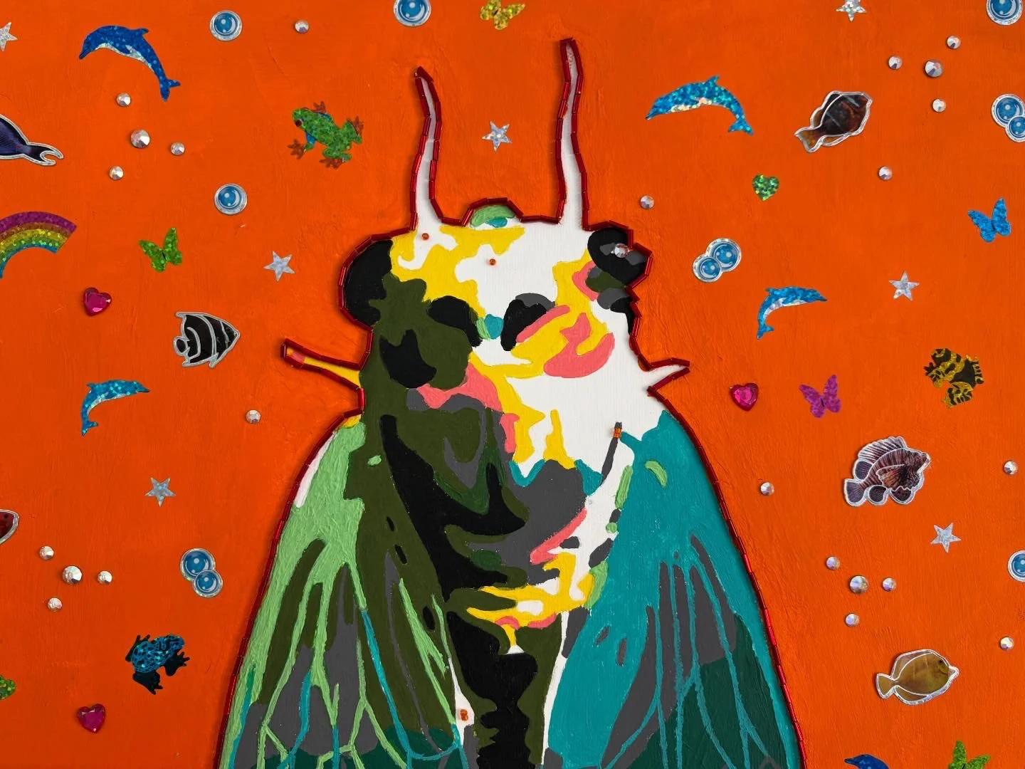 "Cicada" 20x16 2026

Acrylic, Glass Beads, Applique