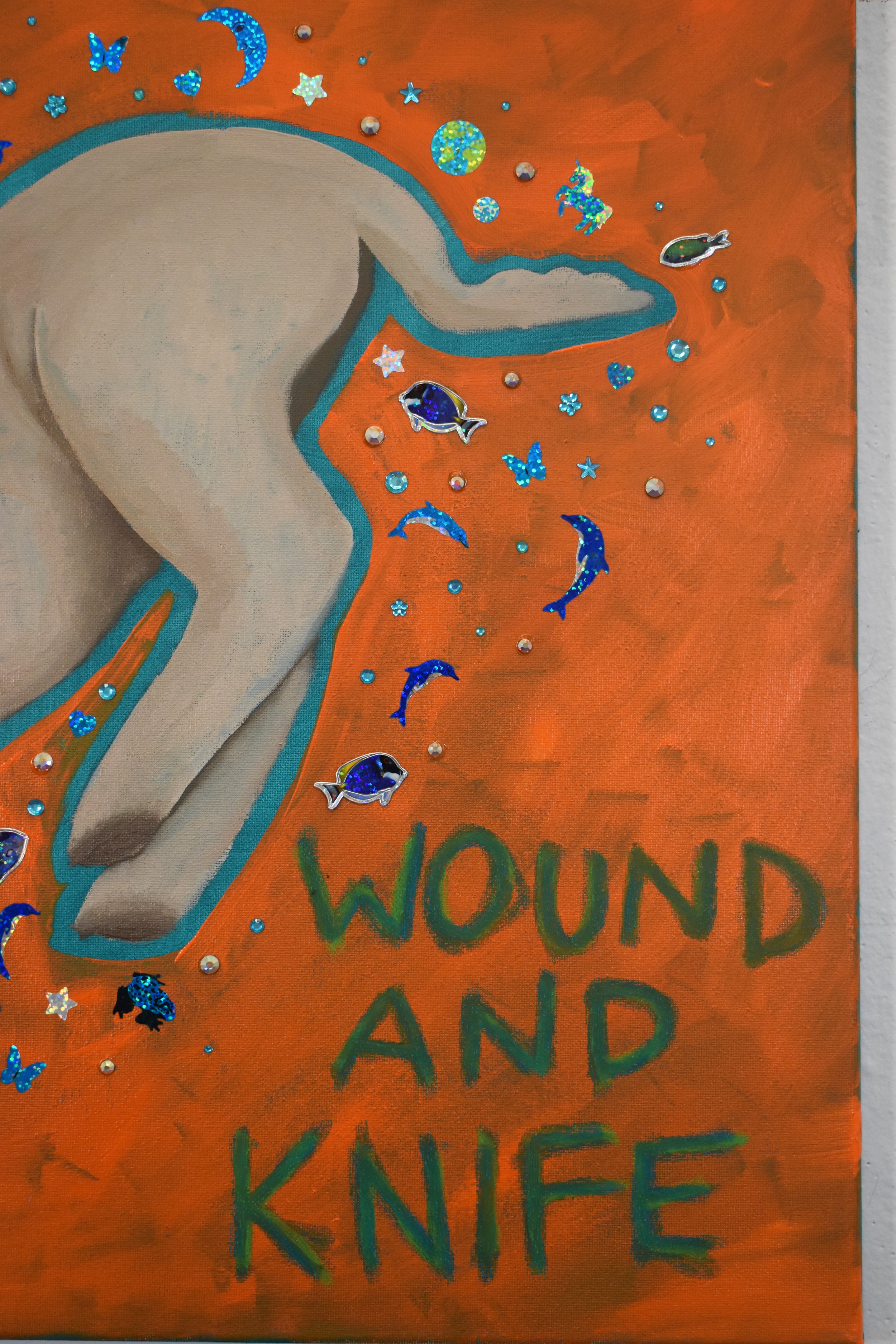 "I Am Both Wound And Knife" 24x20 2025

Oil, Oil Pastel, & Applique