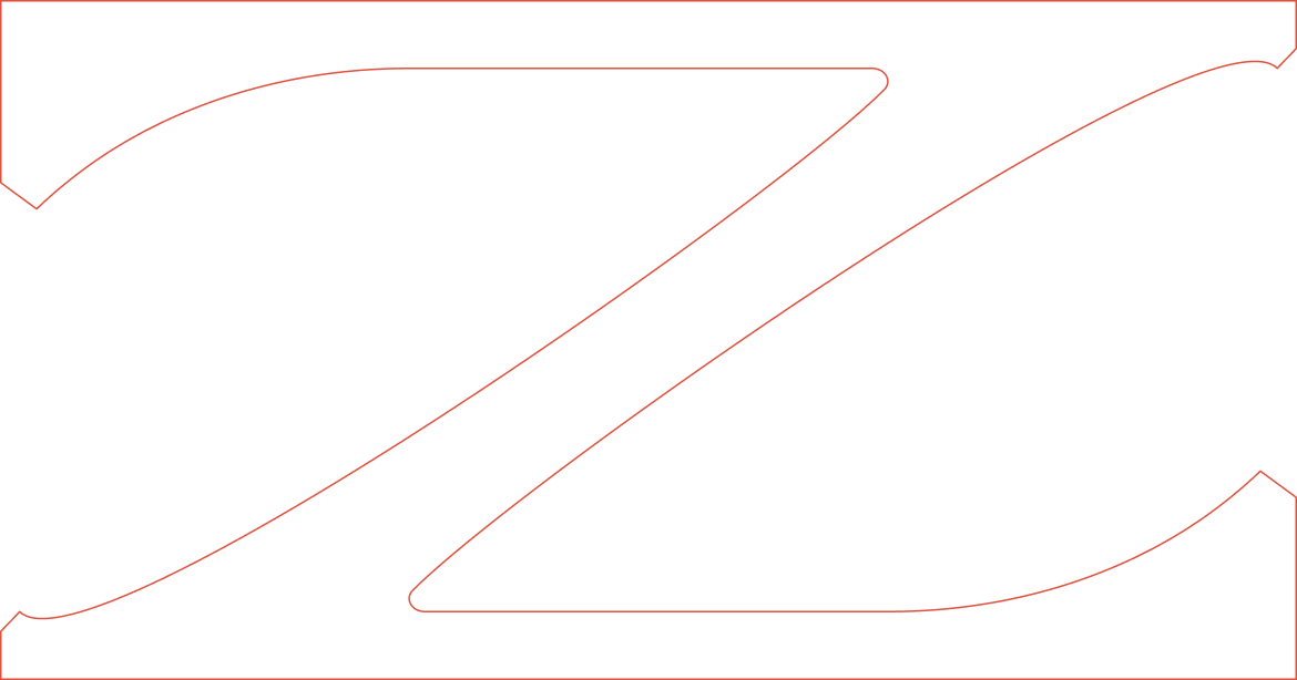 Outline of a large, stylized letter 'Z' with decorative curved lines on the top and bottom