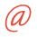 Red and white 'at' symbol (@) on a plain background.