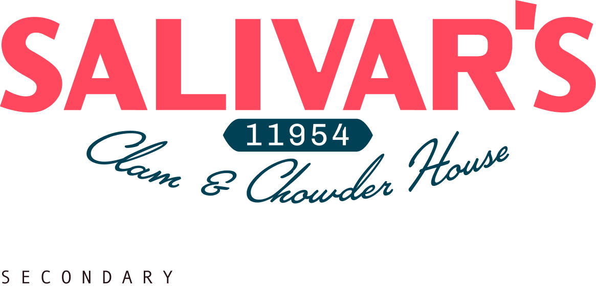 Logo for Salvár's, a clam and chowder house with the address 11954, featuring the text in red and blue fonts.